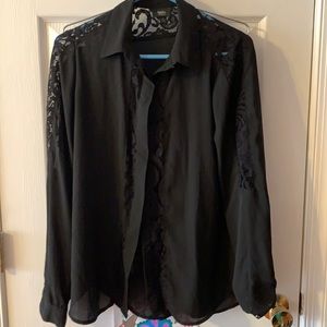 2/$7 black wessiuo blouse with lace (3)